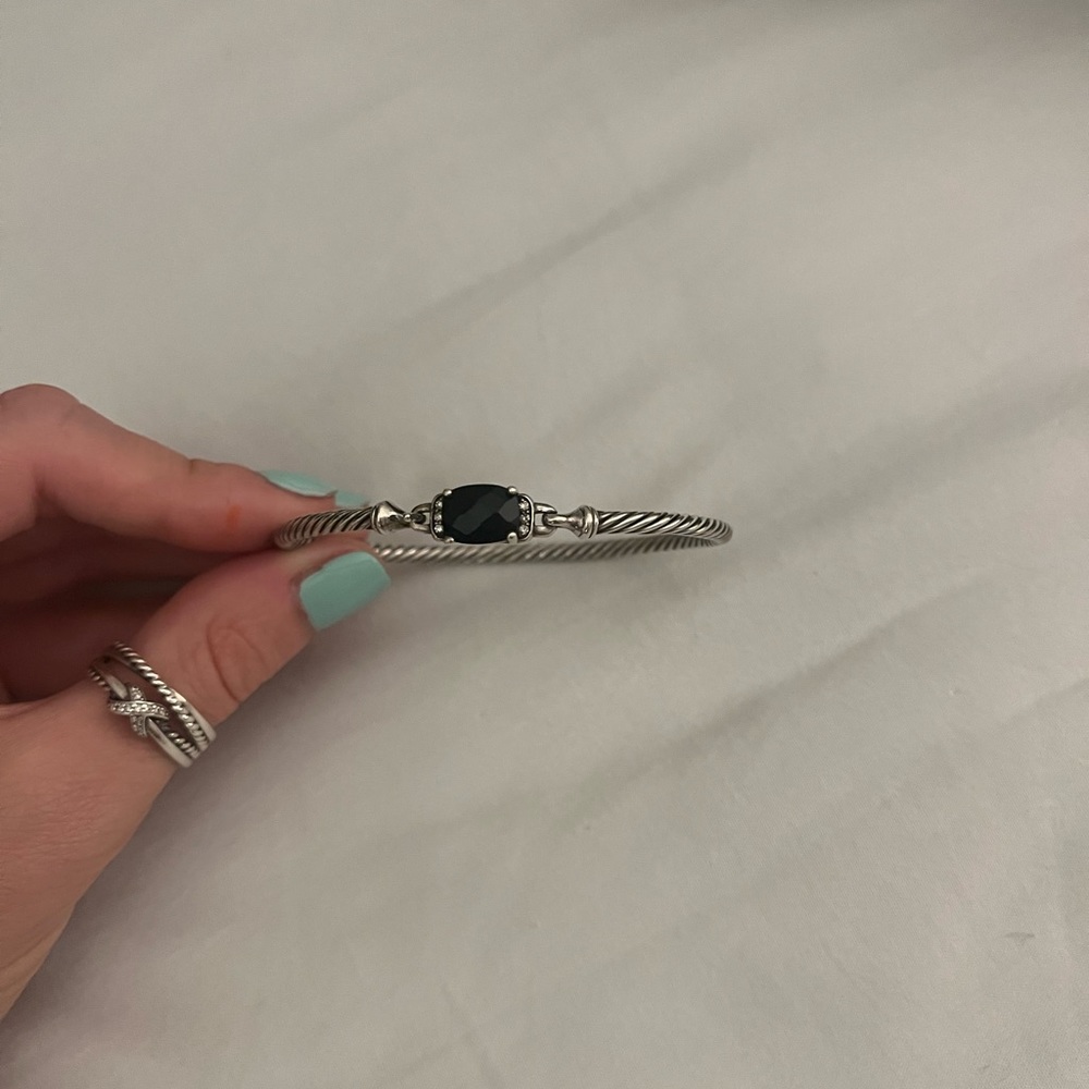 David Yurman Petite Wheaton & Diamonds 3mm Black Onyx Bracelet
